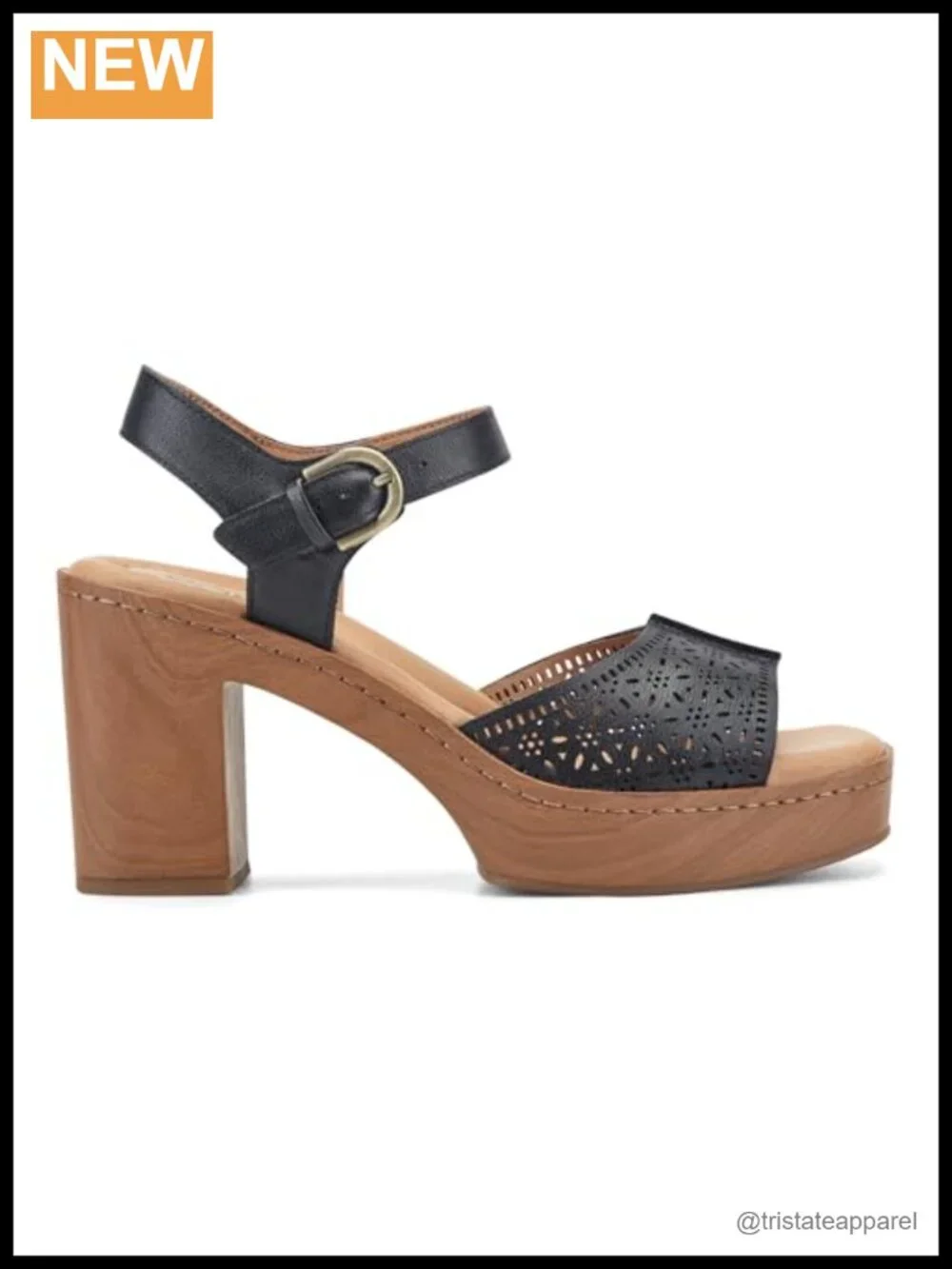 Earth Quinty Leather Platform Sandals Open Toe Ankle Strap Buckle